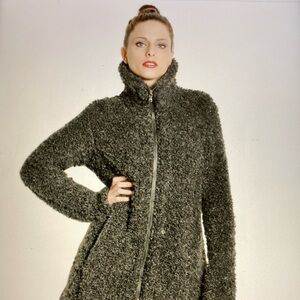 Transit Par-Such Luxury Wool Blend Double Zip Boucle Coat/Sweater Made in Italy